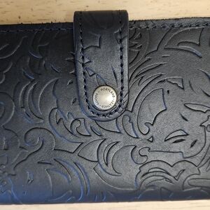Portland Leather Embossed Black Wallet